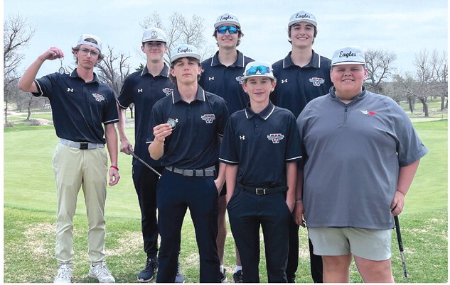► The Weatherford High School boys golf team competes at Woodward and finishes second as a team. Golfers include, back from left, Witten Beam, Jackson Smith, Tate Sage, Ethan Sage, front from left, Yukon Butler, Wessyn Short, Trent McCurdy.