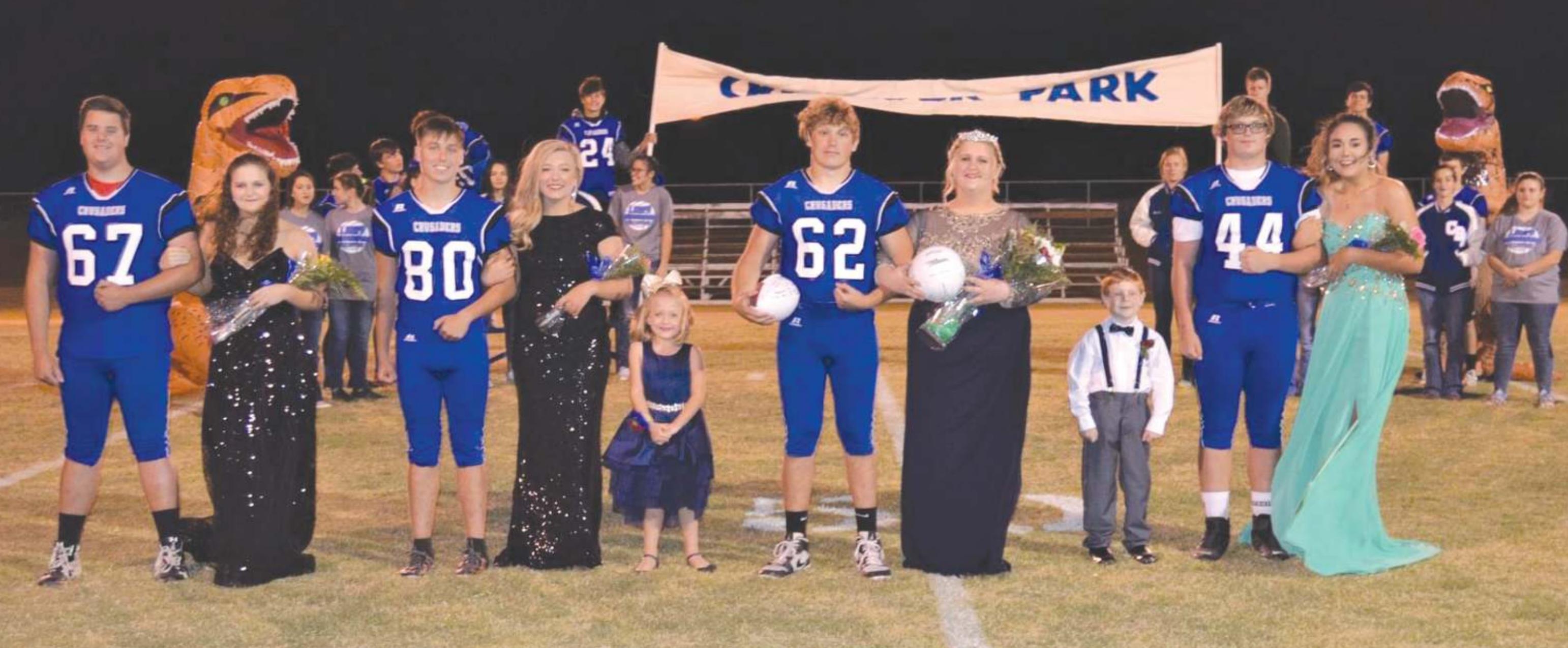 Pictured are Corn Bible Academy’s 2020 Fall Homecoming candidates. From left is Blake Brewer of Clinton, Kaysa Carpenter of Corn, River Lewis of Weatherford, Audra and Scarlett Fowble of Thomas, King Andrew Koscheski of Clinton, Queen Kennedy Listak of Clinton, Liam Schmidt of Corn, Cooper Brittain of Elk City and McKinsi Grube of Foss. Provided