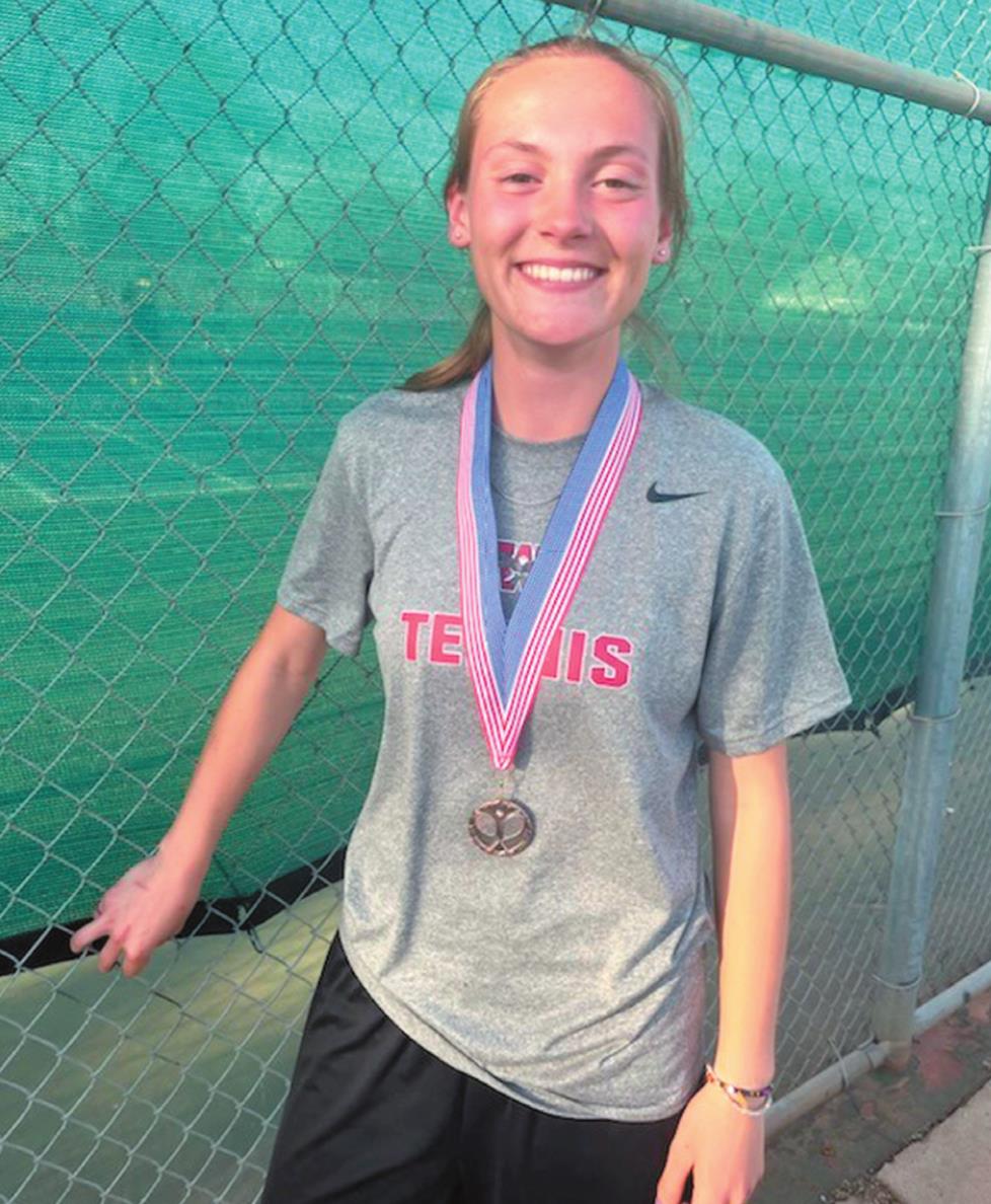 Morgan Mouse was consolation champion at Weatherford High School’s tennis match in Elk City. Provided
