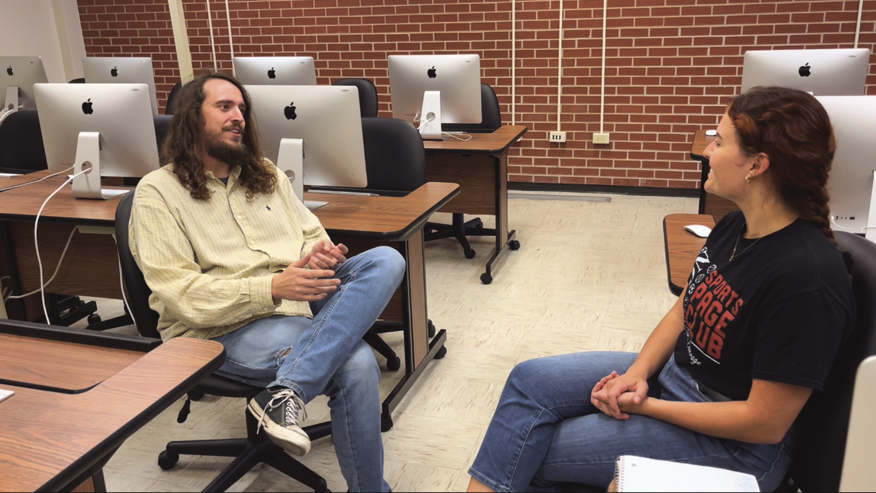 SWOSU assistant professor Chad Gray shares about his classes with WDN reporter Kimberly Lippencott. Kiersten Stone/lWDN