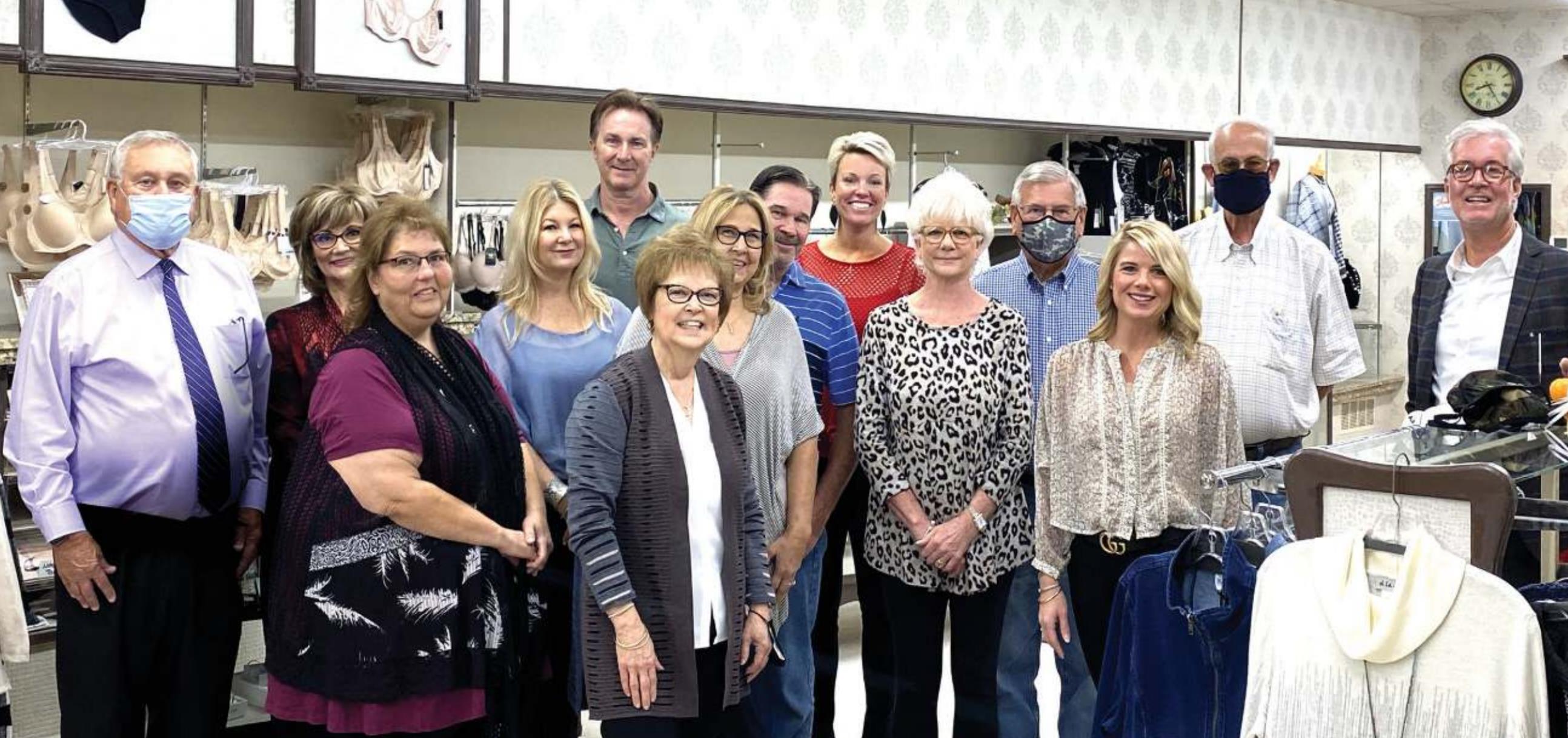 Weatherford business friends honored Martha Sauer, front row second from left, Tuesday morning on her upcoming retirement after 47 years as owner of The Kloset. Timothy Comstock/WDN