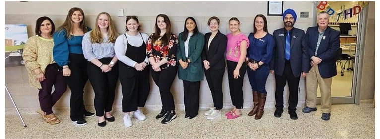 Pictured from left are Teri Stubbs, instructor in Health Information Management, Paige Robinette, Sarah Lane, Campbell Coffey, Zoe Van Etten, Iris Gonzales, Megan Presley, Madilyn Lee, Dana Lloyd, director of Health Information Management, Dr. Hardeep Saluja and Dr. Les Ramos.