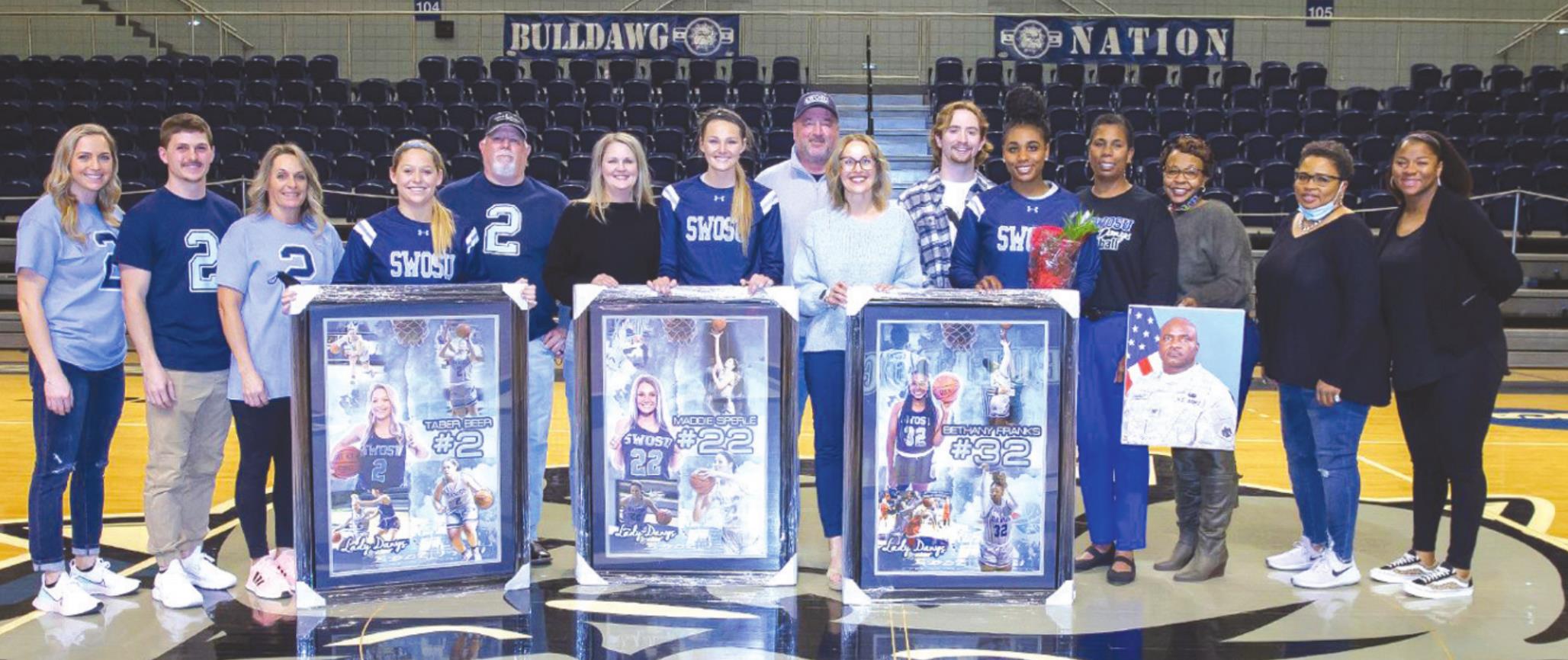 SWOSU celebrated the three seniors who are members of the women’s basketball team. Provided