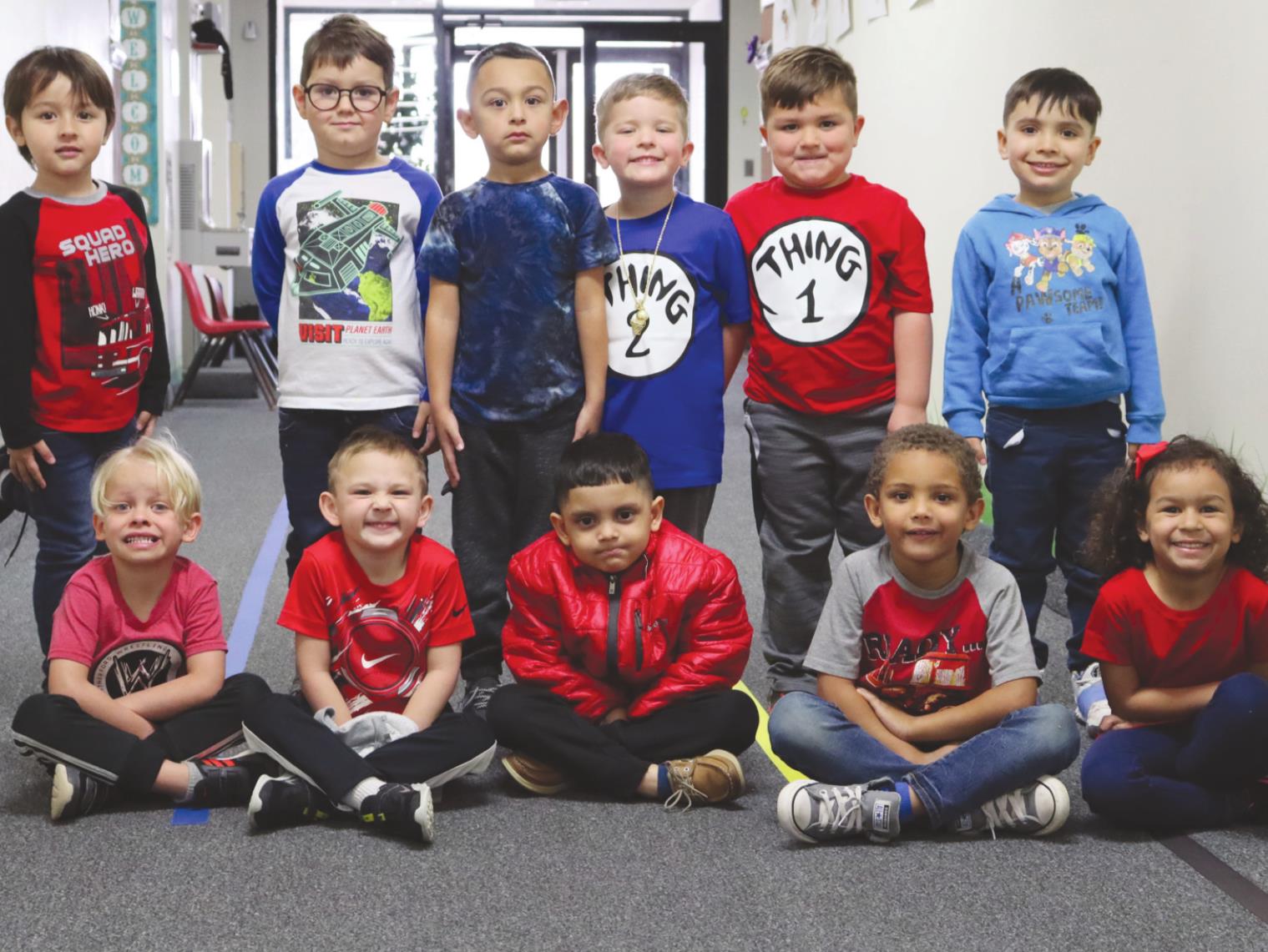 Pictured are members of Amber Hunt’s PM Pre-K class who wore red and blue Thursday. Front row from left is Kol Burd, Raylon Hudson, Jose Camarillo, Knoxx Keel, Rilee Robinson. Back row is Bruno Cordova, Kai Kubitscheck, Israel Castro, Jackson Burrows, Hudson Burrows and Alex Pena. Leanna Cook/WDN