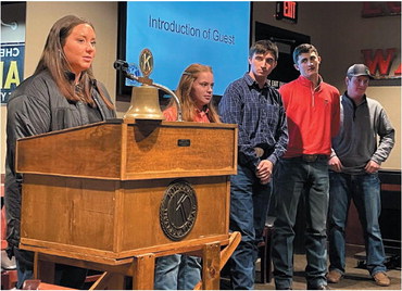 Weatherford FFA students give the program at Kiwanis Tuesday about the organization and the upcoming Weatherford Area Livestock Show. Pictured from left is Kylee Falasco, Lyndi Duerksen, Josh Steigman, Grady Chaplin and Mason Pritchard. Kiersten Stone/WDN