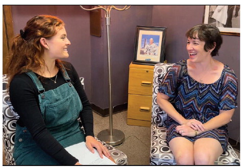 Dr. Suzanne Dunai, right, is an assistant professor in the social sciences department. Dr. Dunai stopped by the WDN to meet with reporter Kimberly Lippencott and discuss how she came to SWOSU. Kiersten Stone/WDN