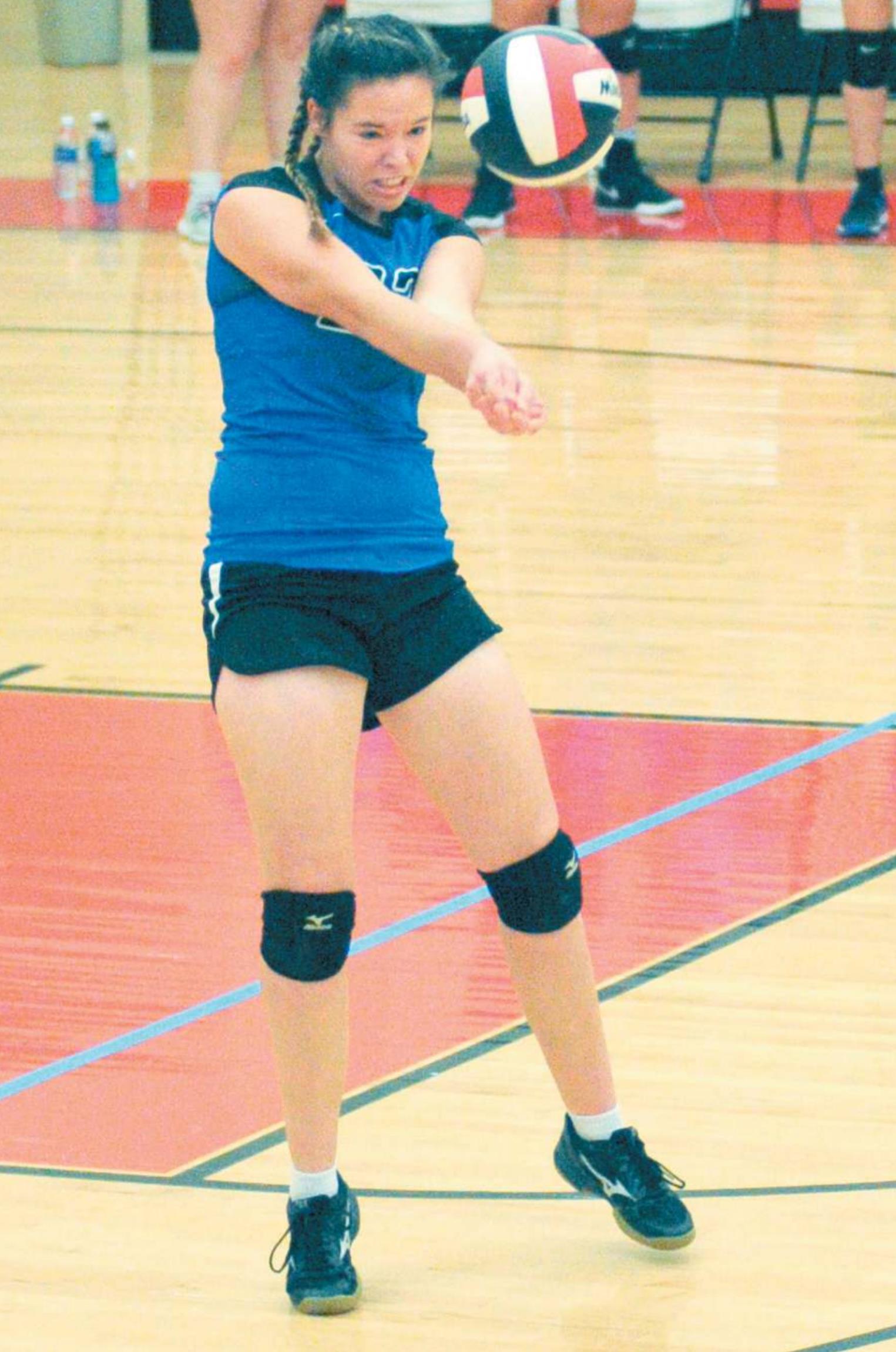 Gabby Clayton focuses on the ball in an attempt to return a serve during Corn Bible’s match against North Rock Creek last week. Josh Burton/WDN