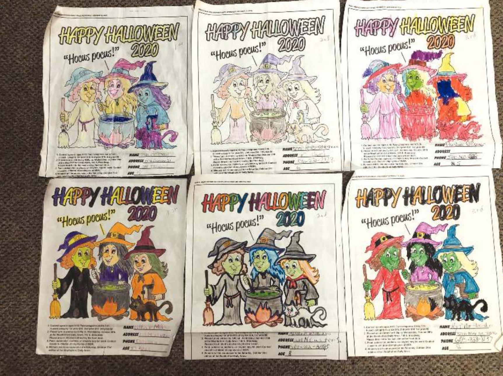 Halloween Coloring Contest winners
