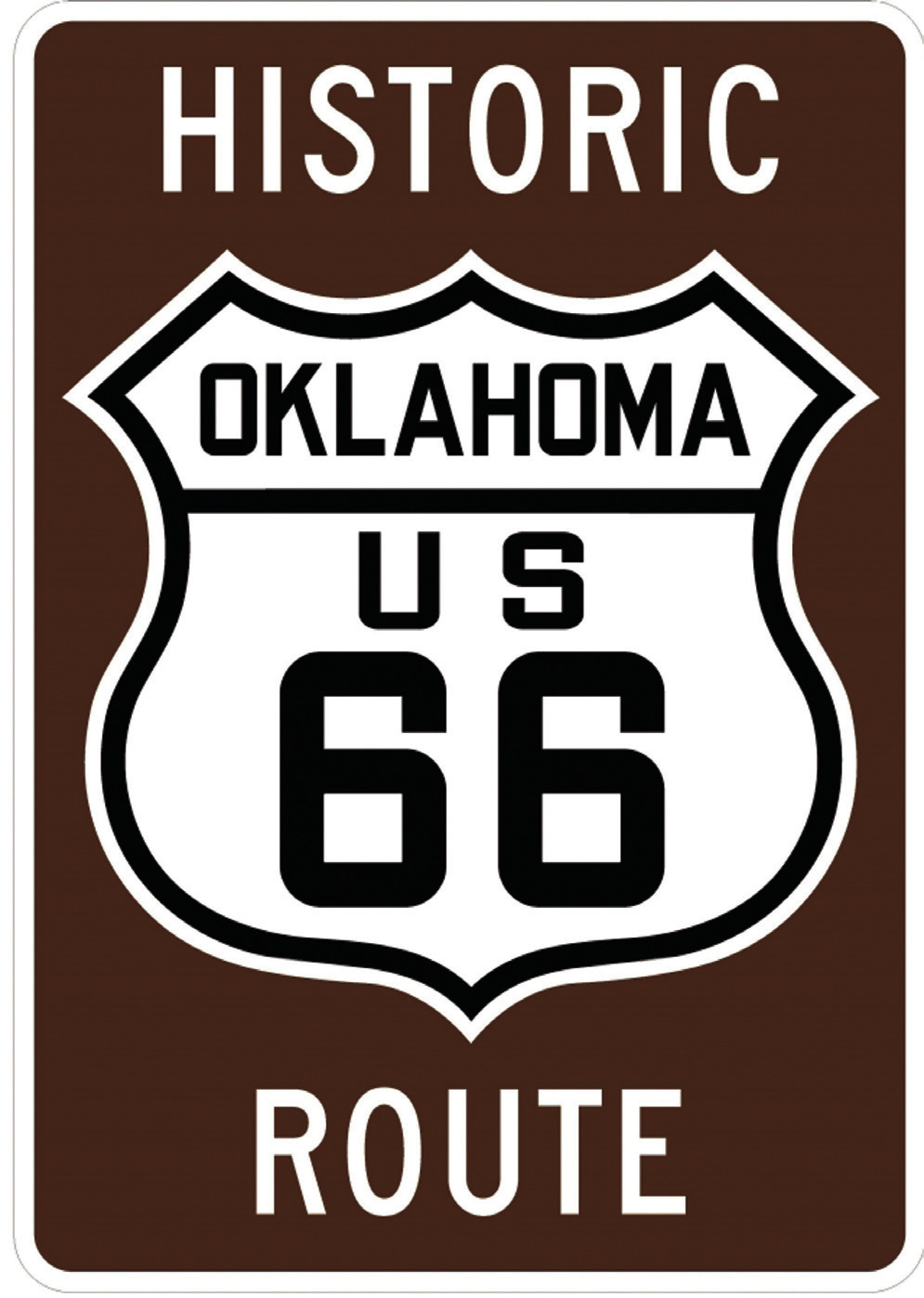 This picture shows one example of Route 66 painted along the historic highway.