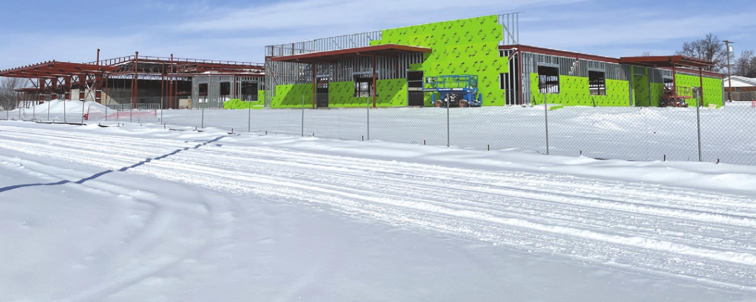 Work on East Elementary still is on schedule but the recent weather has caused some delays. Work will resume once snow has cleared. Montgomery Malone/WDN