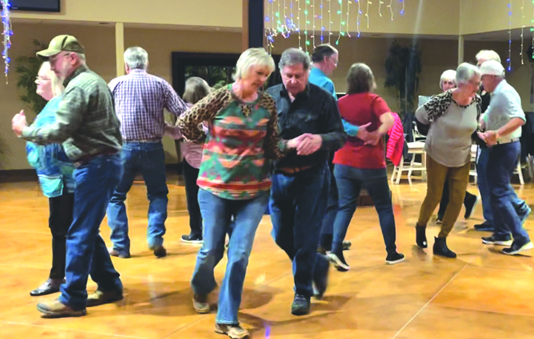 ◄ The Hi-Steppers Square Dance Club performs a dance with a variety of calls and movements in the Life Fellowship Church. Classes for beginners will begin January 10. Kimberly Lippencott/WDN