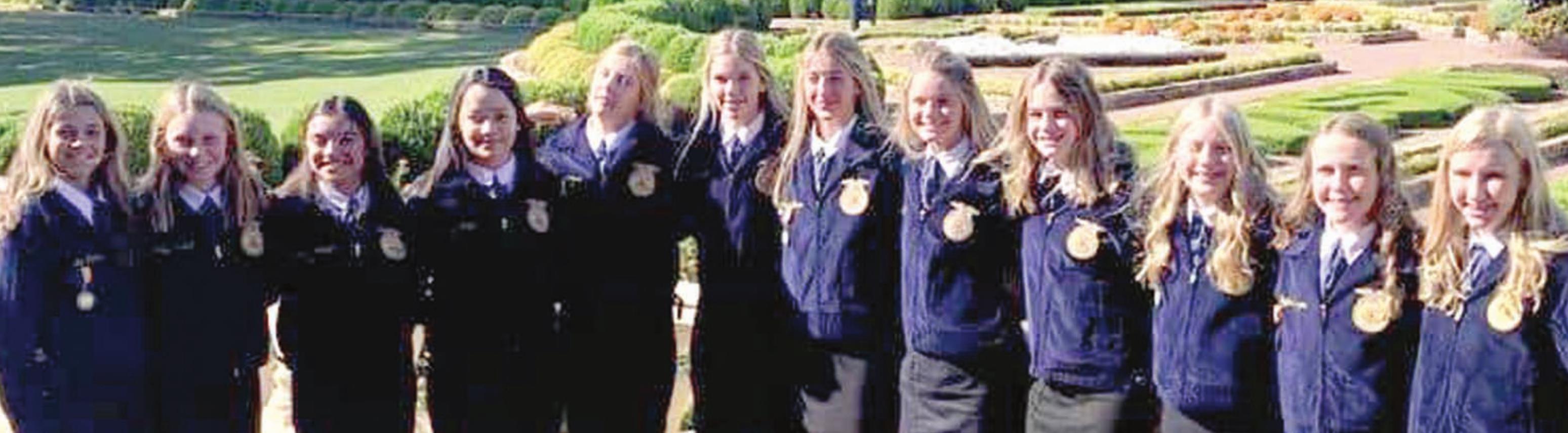 The girls with the Hydro-Eakly FFA chpater won their heat at the State Opening Ceremonies contest Tuesday and will advance to the finals. Provided
