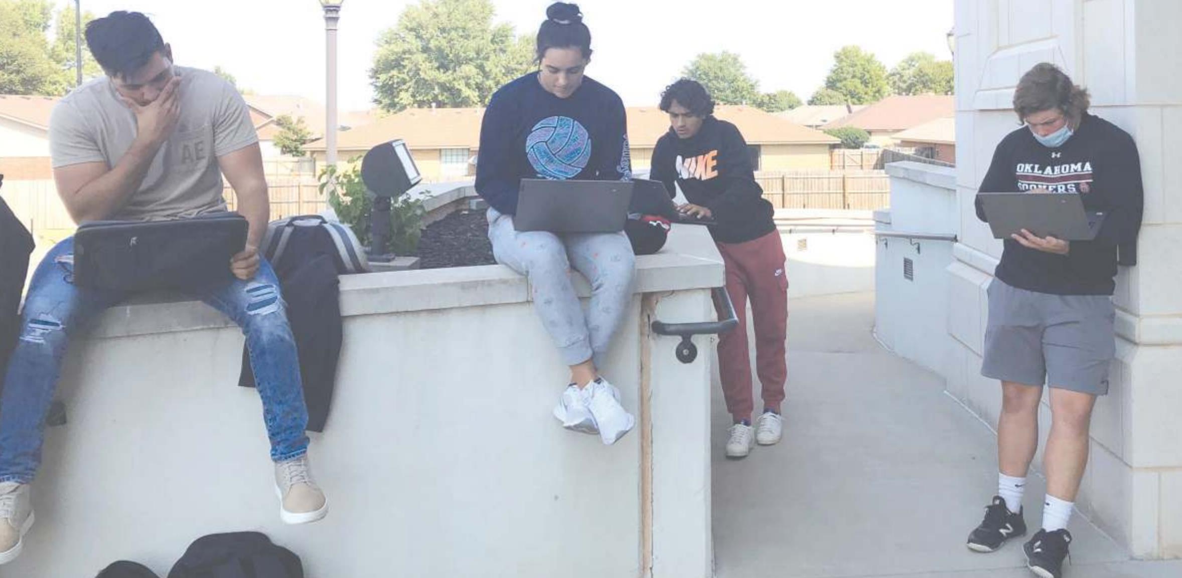 WHS Seniors have been diligently working on completing the FAFSA. The scheduled monthly career advisory time Wednesday was spent socially distancing outside using their new chrome books to complete the final steps on the FAFSA. Provided