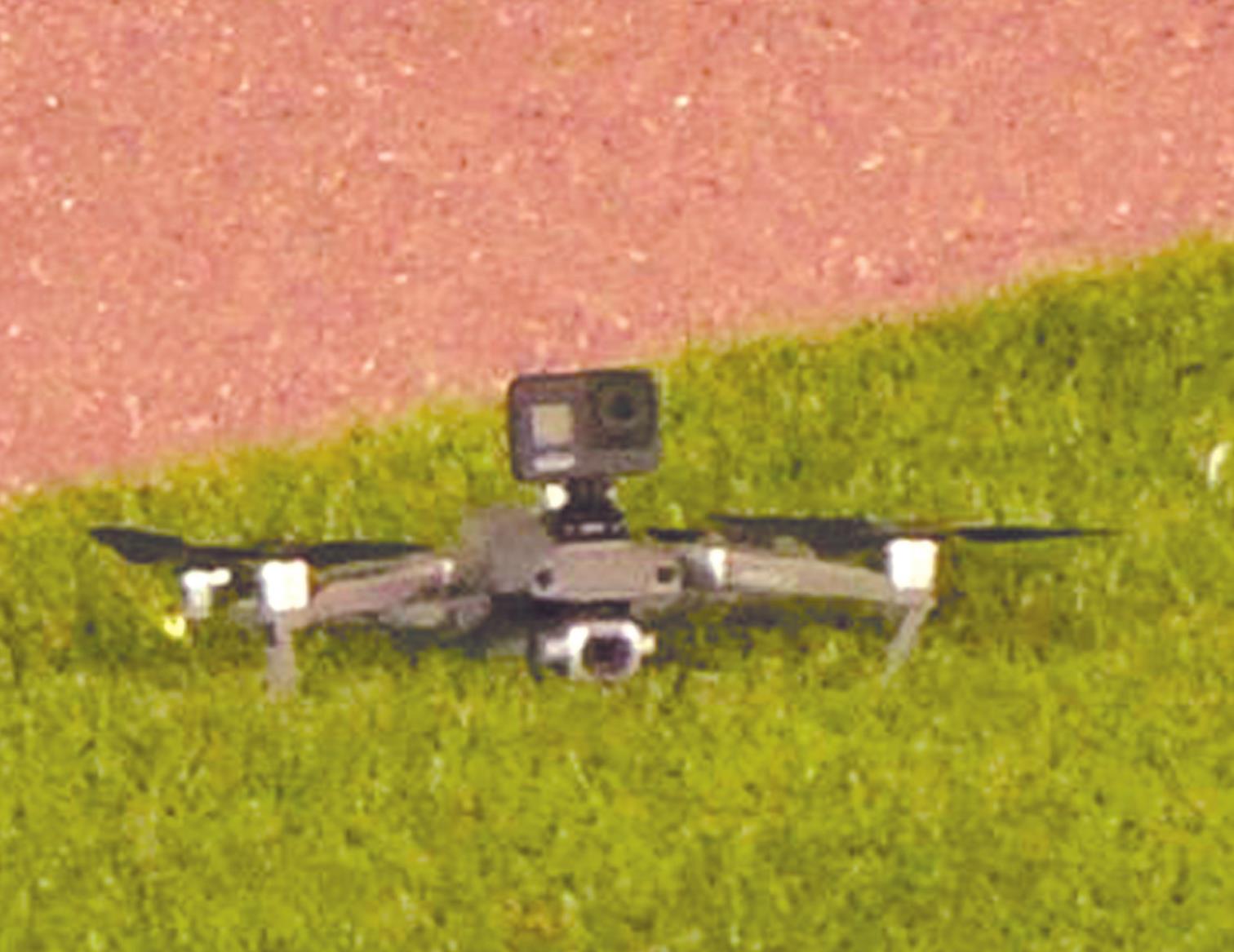 A small drone landed in Wrigley Field during the game Wednesday. Provided