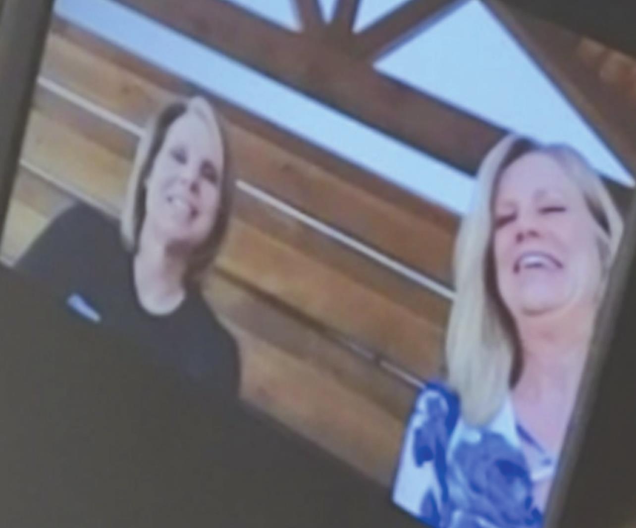 Mindy King and Paige Craighead speak on FaceTime about how they and their their running group used a run route to send a message to a nurse who is self-quarantining. Provided