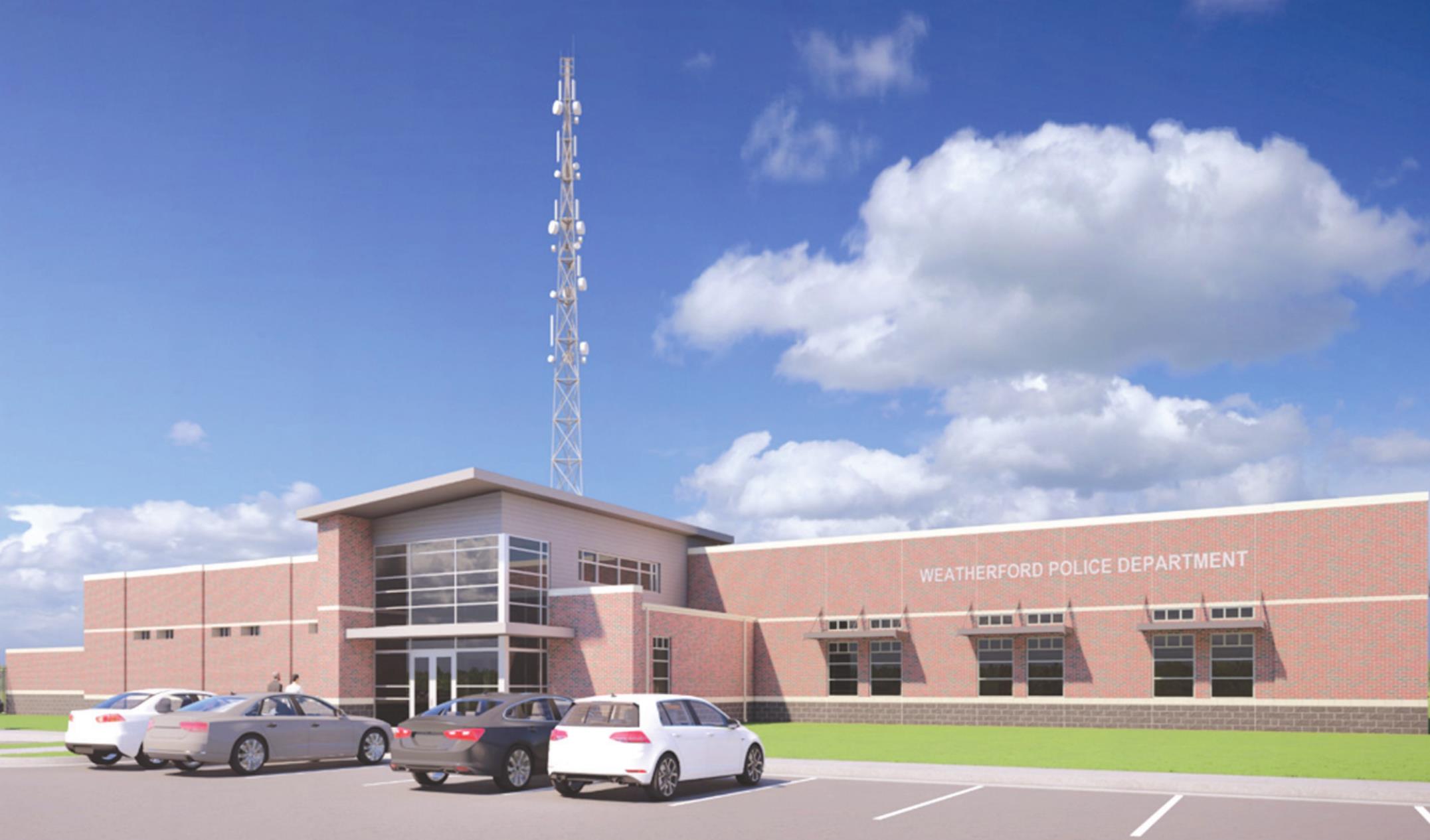 This schematic drawing shows what the new Weatherford Police station may look like once completed at the site of the former Weatherford Regional Hospital. The project was approved by voters in the Yes Weatherford election August 2020. Provided