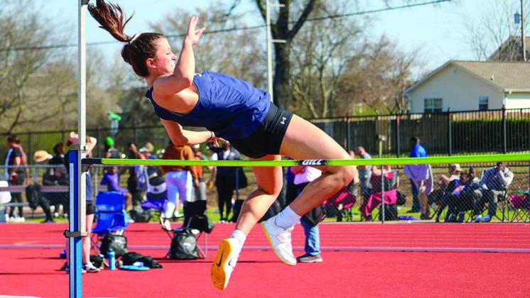 ◄ Samantha Kuzma finishes 14th in the high jump at the Friends University Spring Invitational.